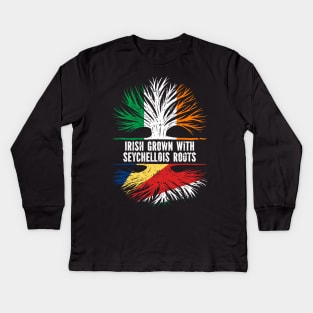 Irish Grown With Seychellois Roots Ireland Flag Kids Long Sleeve T-Shirt